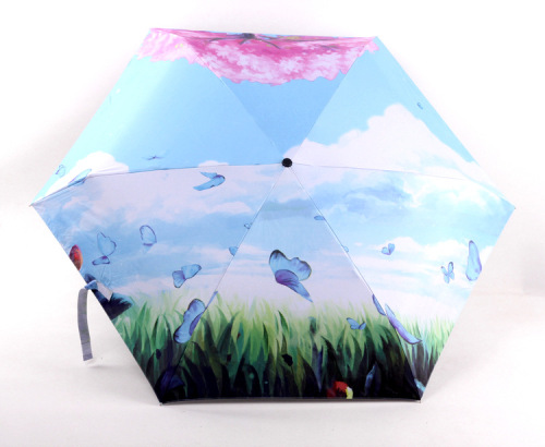 Fresh Student Digital Printing Vinyl Pocket Five-Fold Umbrella Folding Sun Umbrella Sunny Umbrella Super Light