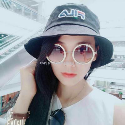 New south Korean embroidery standard personality fisherman's hat casual white men and women's fashion basin hat sunshade block hats