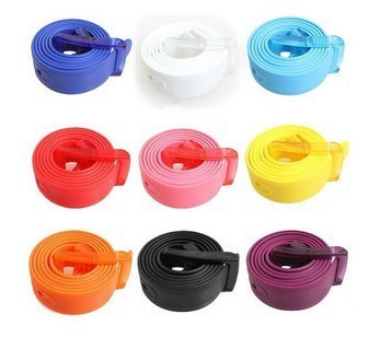 candy color belt fashion color rubber men and women 3.5cm wide without metal anti-allergy plastic silicone wholesale and retail