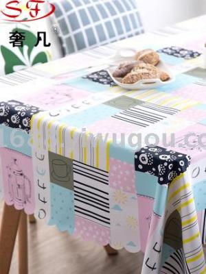 Waterproof, anti-hot, oil-proof, non-washing PVC tablecloth, rectangular cloth, small fresh tea table cloth