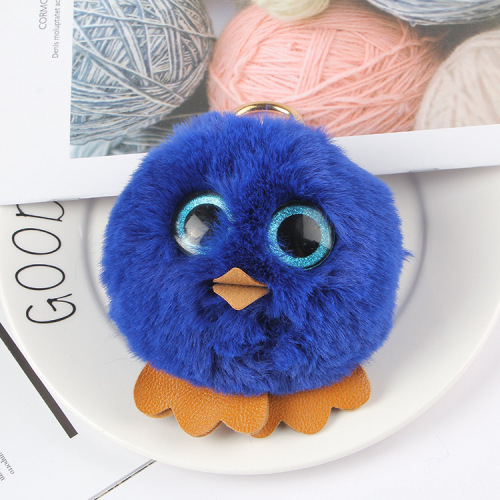 New Plush Big Eye Owl Keychain Pendant Artificial Fur Fur Ball Women‘s Bag Steam Car Decoration Ornament Ornaments