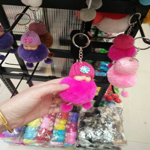 fur ball keychain doll car accessories luggage rabbit doll pendant