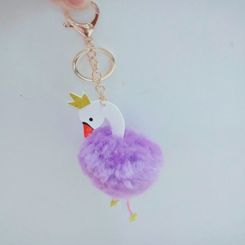 fur ball manufacturers specializing in the production of acrylic swan animal keychain pendant fur ball