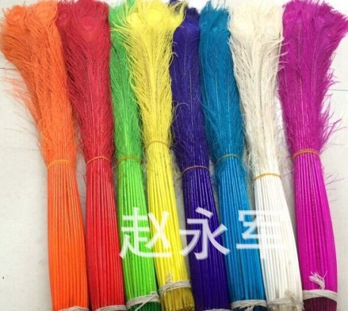 [factory wholesale] 80-90cm faded dyed peacock feather multi-color optional flower arrangement decorative feather