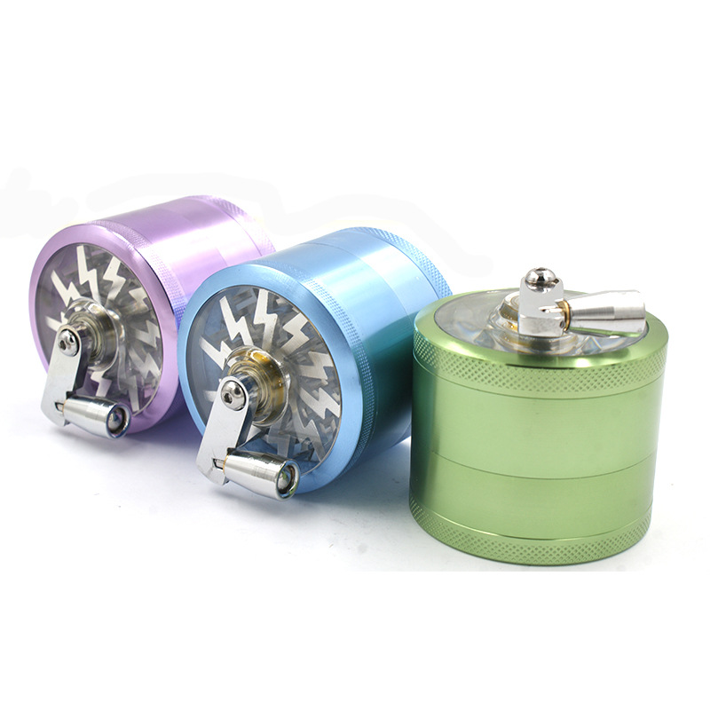 New hot - selling metal cigarette grinder 63mm aluminum alloy hand lightning cigarette grinder 4 - l