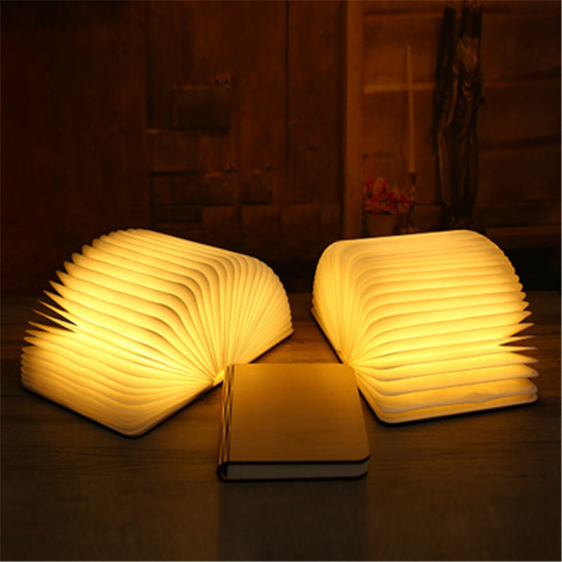 Wooden cover lamp Kraft book lamp creative home bedroom nigh...