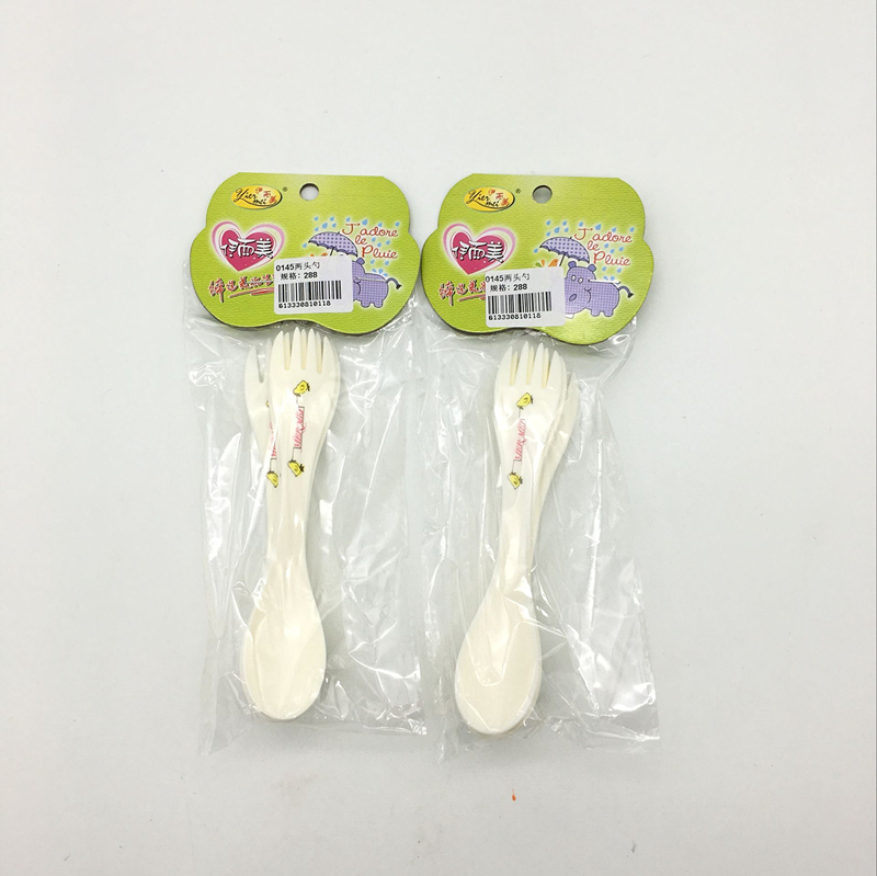 阳光百货 儿童婴儿辅食两头勺 卡通双用勺 儿童两用勺叉