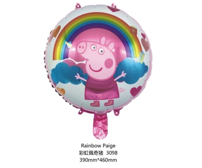 Cartoon rainbow page pig 18-inch round aluminum balloon birthday party children's toy balloon