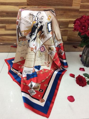 90*90 new satin scarf spring and autumn new artificial silk square scarf for women