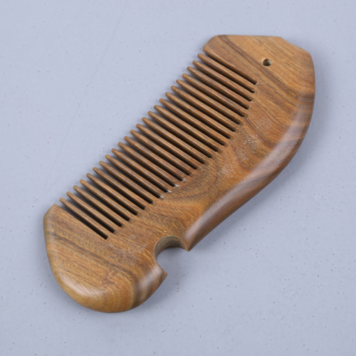 Natural Green Sandalwood Comb Anti-Static Anti-Hair Loss Massage Comb Cute Lettering Small Comb