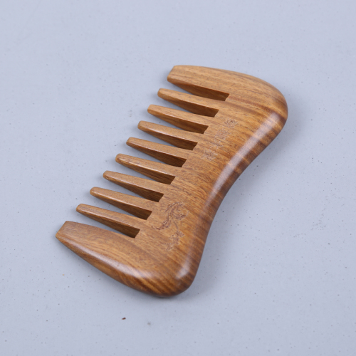 natural green sandalwood comb anti-static hair loss massage comb cute lettering small comb