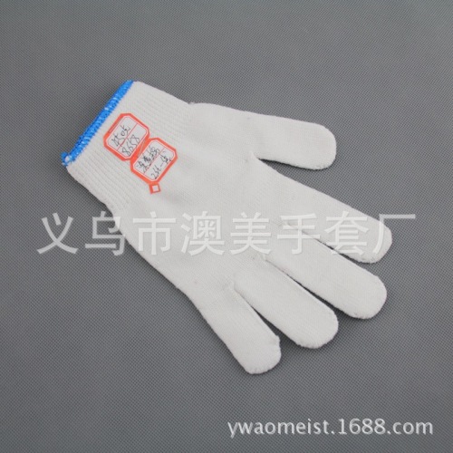 0 Needles 450G Bleached Polyester Cover Cotton Knitting Working Gloves Factory Direct Wholesale Can Be Customized According to Samples 
