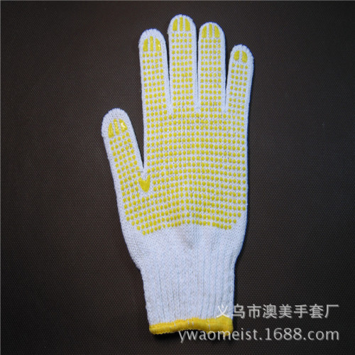 [factory direct sales] yiwu labor gloves point plastic cotton gloves with rubber dimples gloves 600g [wholesale price in large quantities]