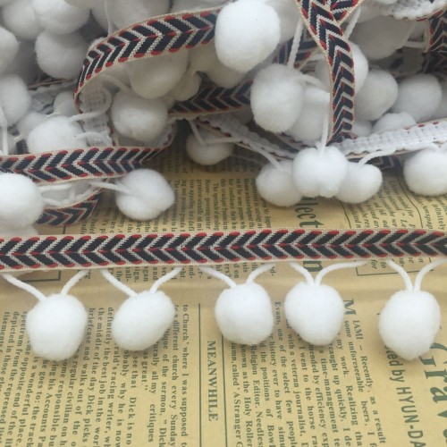 factory direct nylon triangle fur ball ethnic style lace small pompon white embryo color clothing scarf accessories 3cm