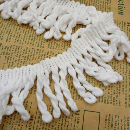 Factory Direct Wholesale Rolling Bleached Cotton Tassel Lace Clothing Scarf Curtain Accessories Cotton Thread 6cm