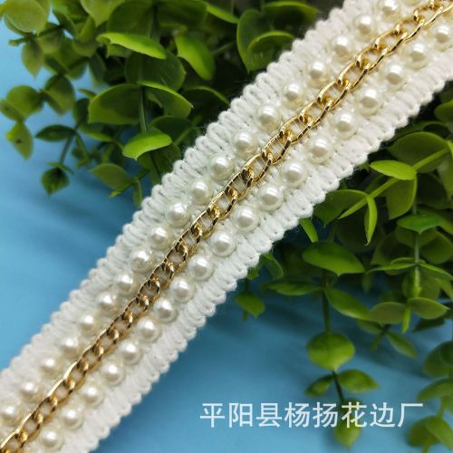 spot wholesale white cashmere with beads chain lace two beads one chain fashion clothing clothing diy accessories