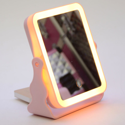 Multi-Function Touch Led Make-up Mirror with Night Light Mobile Phone Bracket Dressing Mirror iPad Three-Color Casual Makeup Mirror