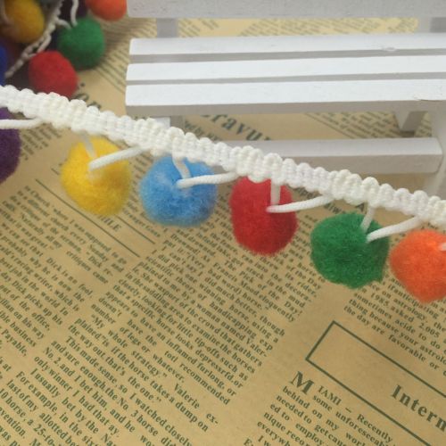 Factory Direct Sales Spot Nylon Triangle Colorful Small Fur Ball Lace Seven-Color Pompon Clothing Scarf Accessories 2.5cm