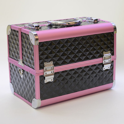 New Aluminum Alloy Makeup Box Portable Manicure Heel Makeup Tattoo Toolbox with Mirror Diamond Shoulder Bag Cosmetic Case Factory