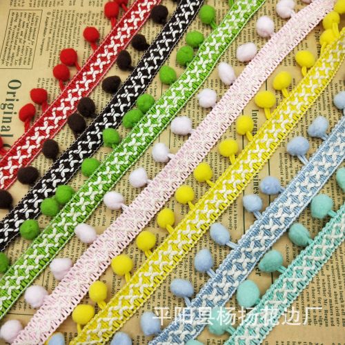 spot 1.5cm side ethnic style ribbon colorful fur ball tassel ball lace pompon diy clothing accessories accessories