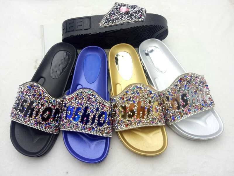 镶钻女拖鞋 松糕底 钻石拖 外贸爆款家居拖鞋 时尚拖鞋
