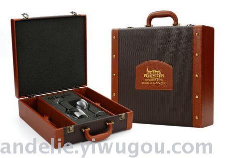 manufacturer woven leather box leather wine gift box customized wine box with wine glass
