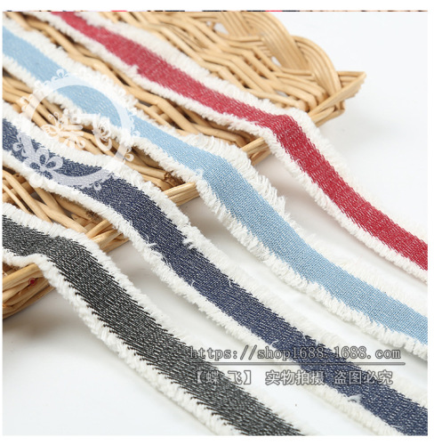Korean Ethnic Style Flat Bilateral Fimbrilla Frayed Lace Clothing Ornament Tassel Fringe Accessories Lace Ribbon