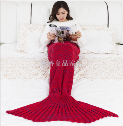 foreign trade popular style wool blanket mermaid sleeping bag blanket knitted blanket mermaid tail