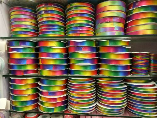factory direct sale colorful rainbow gradient polyester thread printing ribbon diy ribbon material spot supply