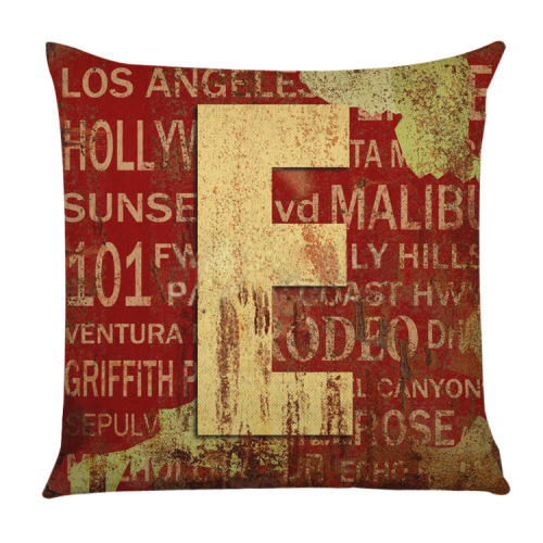 Pillow Factory Direct Retro Alphabet Pillowcase Oil Painting style Cushion Cover Amazon Popular Home 