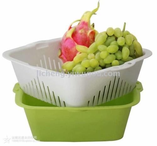 double-layer dual-use fruit and vegetable draining basket fruit plate fruit and vegetable basket vegetable washing basin
