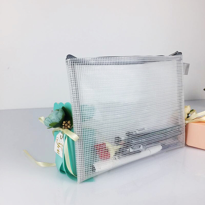 Factory Customized Pp Transparent Plaid File Zipper Bag Offi...