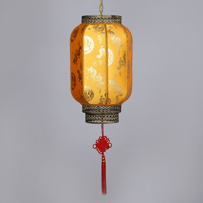 新中式大红仿羊皮灯笼现代冬瓜阳台吊灯节日喜庆灯具现代铁艺宫灯