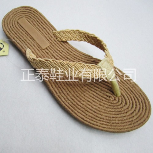 new summer woven straw mat woven beef tendon women‘s casual flip flops can be customized