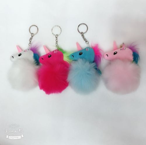 fuzzy ball pendant unicorn pendant plush toy pendant unicorn fur ball keychain
