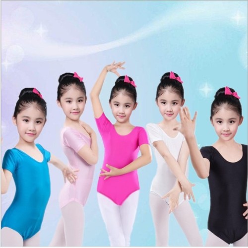 children‘s dance clothing spring and autumn girls‘ ballet practice clothing short sleeve gymnastics one-piece spandex grading body performance costume