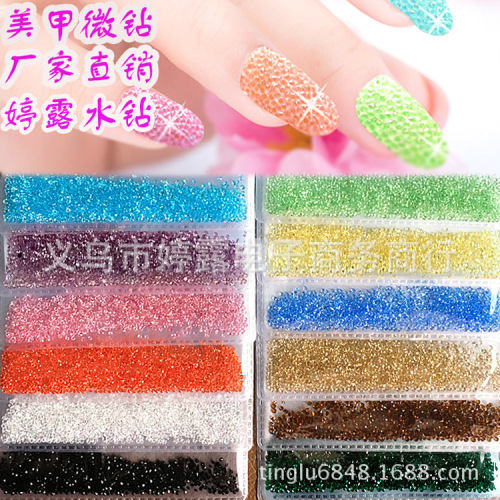 1.2mm Nail Micro Diamond 14400 Super Shiny 24 Color Pointed Bottom Crystal Glass Rhinestone Nail Jewelry Accessories