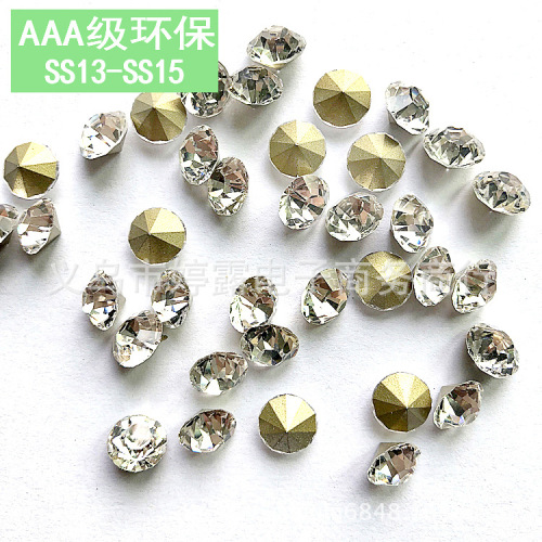 Boutique Environmental Protection Rhinestone 13#-15# White Pointed Bottom Glass Rhinestone Environmental Protection Domestic Lead Content Less than 90ppm