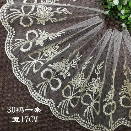 Factory Direct Gold Thread Home Textile Home Decoration Sofa Cushion Mesh Embroidered Lace Clothing Water Soluble Lace Spot