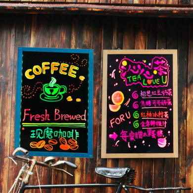 可悬挂式荧光黑板广告板展示牌 电子写字板夜光屏