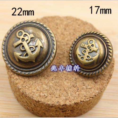 Wholesale Iron Anchor Plastic Electroplating Button Antique Retro Style Boat Anchor Bronze Buckle Clothing Accessories
