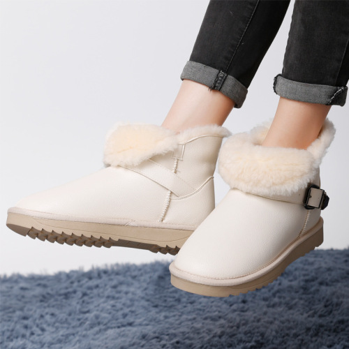 018 Winter New Korean Style Versatile Snow Boots Female Students Flat Short Leather Waterproof Boots 