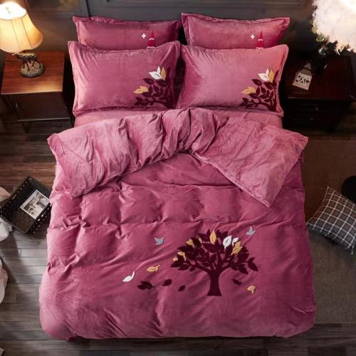 ywxuege crystal velvet towel embroidery four-piece set comfortable skin-friendly winter warm hair fortune tree bean paste