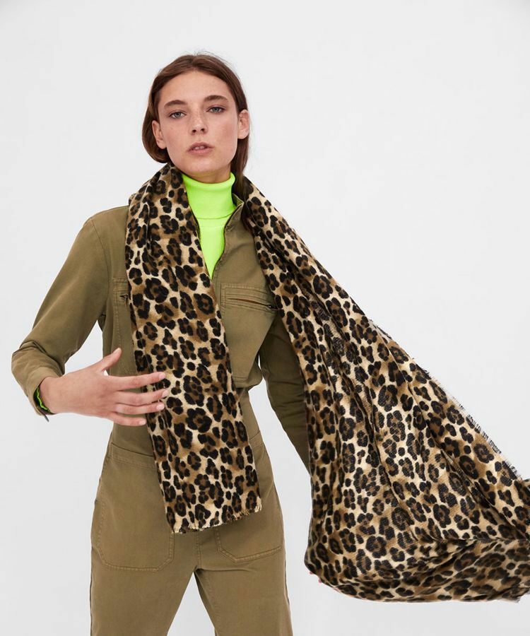 zara animal print scarf