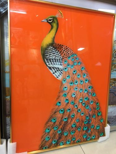european gallery crystal porcelain painting peacock fortune tree animal hotel home decorative painting