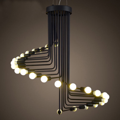 loft复古简约创意酒吧网咖啡馆餐厅店铺工业风螺旋灯个性楼梯吊灯