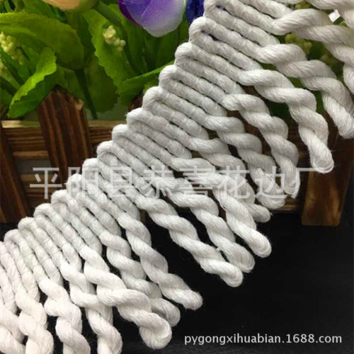 [factory direct sales] supply 6cm polyester cotton fringe lace/supply bleached polyester cotton beach towel rope