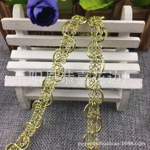 Factory Direct Sales Spot Supply Gold Silk Dragon and Phoenix Edge Lace Pingyang Lace Classic Product Gold and Silver Silk Lace 
