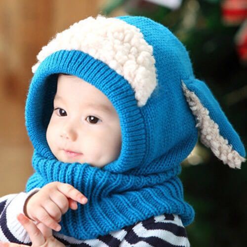 Korean Style New Children‘s Cute Puppy Cloak Warm Pullover Hat Boys and Girls Fashion Rabbit Ears Knitted Hat