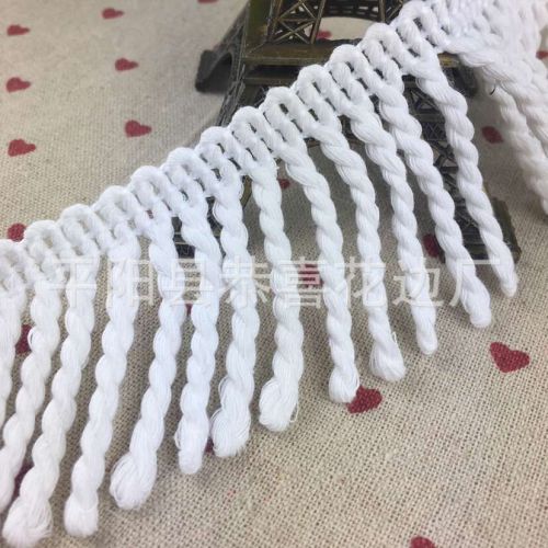 factory direct sales spot supply 6cm polyester cotton fringe tassel lace outdoor beach umbrella beach towel tassel lace